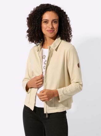 Casual Looks Shirtjacke CASUAL LOOKS Sweatjacke, Damen, Gr. 36, sand, 100% Baumwolle, unifarben, Shirts Shirtjacke