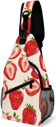 Generic Strawberries Unisex Shoulder Bags Casual Crossbody Chest Bag Sling Backpack for Hiking Cycling Travel