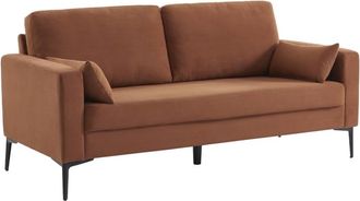 Sweeek Sof&aacute; de pana con patas de metal de 3 plazas, terracotta