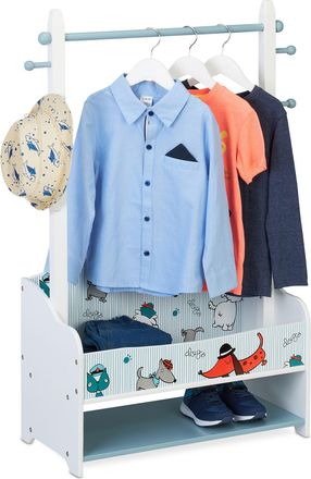 Relaxdays Relaxdays - Perchero Burro Infantil, 101x71x30 Cm, Estanter&iacute;a Ni&ntilde;os, 2 Baldas, 4 Ganchos, Organizador Ropa, Multicolor
