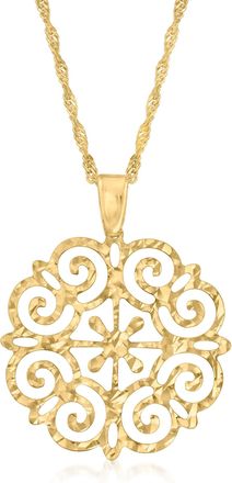 Ross-Simons Italian 18kt Gold Over Sterling Filigree Pendant Necklace