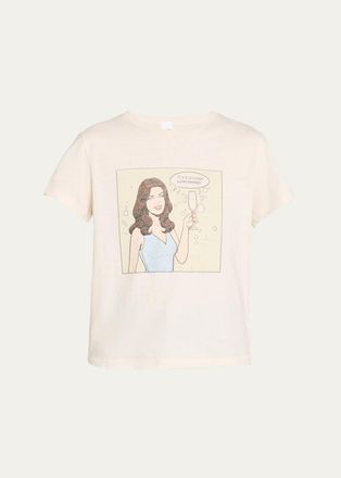 Re/Done 5 OClock Graphic-Print Cotton T-Shirt