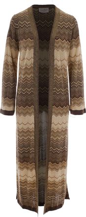 MC2 Saint Barth Long Geometric Knit Cardigan with Open Front and Side Slits