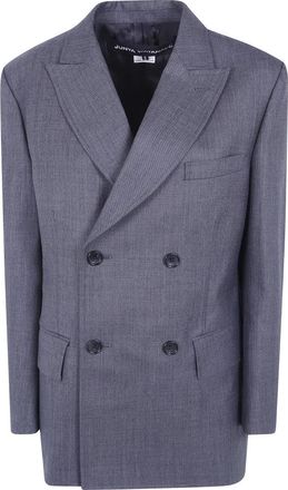Junya Watanabe Wool Serge Double Breasted Jacket - Dames - Blazers - Grijs - S - Wol - Jassen