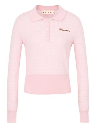 Marni jacquard embroidered polo shirt - Pink