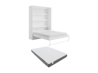 Vente-Unique Letto Estraibile 160 X 200 Cm Apertura Verticale Manuale Con Led Bianco + Materasso - Rapili