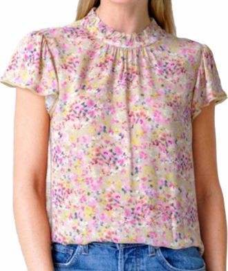 Go Silk Go Vintage Print Blouse In Peche Mode