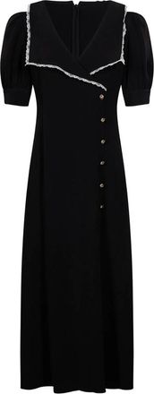 Alessandra Rich Cady Lace-trim Collar Midi Dress