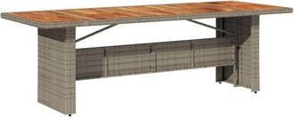 vidaXL Garden Table with Acacia Wood Top Grey 240x90x75 cm Poly Rattan Vidaxl