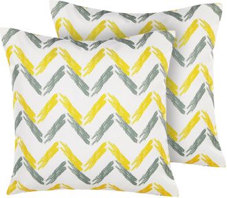 Beliani Beliani - Conjunto De Cojines De Jard&iacute;n Amarillo Y Gris De Poli&eacute;ster Multicolor 45 X 45 Cm Decoraci&oacute;n Para Exterior Resistente Al Agua Affile