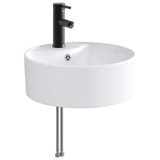 vidaXL Lavabo De Ba&ntilde;o Con Grifo Y Desag&uuml;e Negro Mate Vidaxl