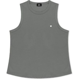 Dalix Lil Heart Cotton Jersey Tank in Shadow at Nordstrom, Size X-Small