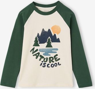 Vertbaudet Langarmshirt f&uuml;r Jungen mit Raglan&auml;rmeln und Auto-Print gr&uuml;n