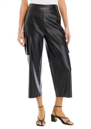 English Factory Womens Faux Leather Cropped Cargo Pants In Black