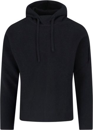 C.P. Company Black Wool-Blend Logo Hoodie
