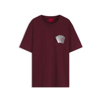HUGO BOSS Cotton T-shirt with playing-card foil graphic