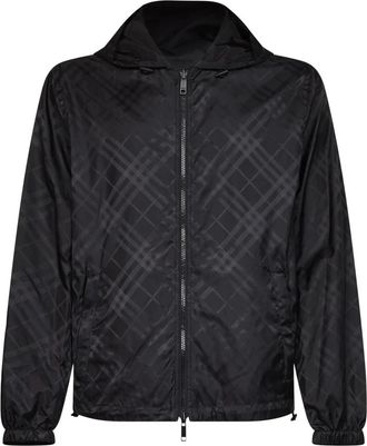Burberry Newport Check Reversible Hooded Jacket - Heren - Zomerjassen - Zwart - L - Nylon - Jassen