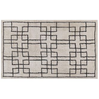 Beliani Alfombra De Algod&oacute;n Beige 140 X 200 Cm Geom&eacute;trico Anudado Escandinavo Sala De Estar Dormitorio Turhal