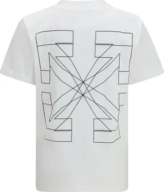 Off-white Mens T-Shirt Big Double Arrow White Cotton T-Shirts And Polos