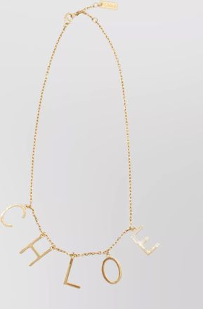 Chlo&eacute; brass logo-pendant necklace