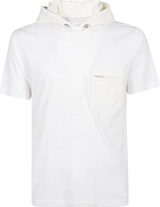 Eleventy Hooded T-shirt van Giza-katoen - Heren - T-shirts - Wit - S - Katoen - Tops