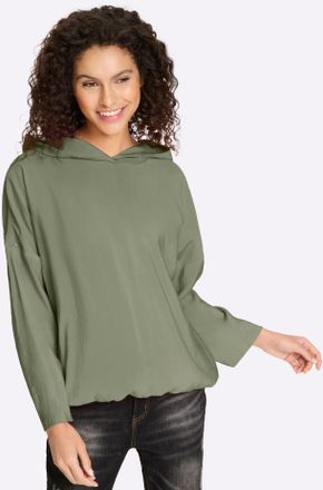 Heine Langarmbluse HEINE, Damen, Gr. 34, khaki, 85% Modal, 15% Polyester, unifarben, Blusen Langarmbluse