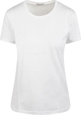 Moncler Logo Patch Katoenen T-shirt - Dames - T-shirts - Wit - S - Katoen - Tops