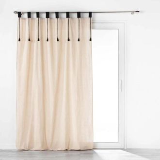 Douceur d'Int&eacute;rieur Douceur-dinterieur Cortina Con Pasacintas Y Pompones Natural 140x240 Cm