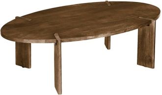 Sweeek Oval solid mango wood coffee table, Reva, Walnut coloured, 120x65x36 cm