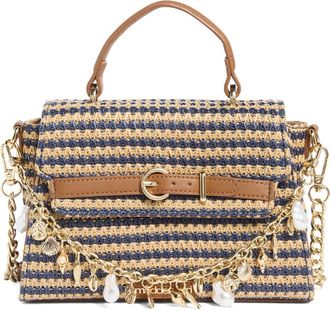Madden Girl Straw Top Handle Bag in Natural/Navy Stripe at Nordstrom Rack