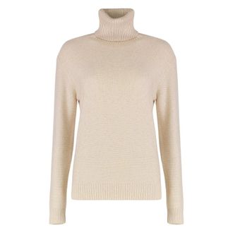 Fabiana Filippi Truien & Vesten, Dames, Beige, XS, Wol, Sequin Turtleneck Sweater