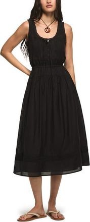 Lucky Brand Lace Inset Sleeveless Midi Dress in Caviar at Nordstrom, Size X-Small
