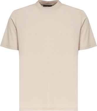 Giuliano Galiano Beige Ronde Hals T-shirt Gemaakt in Itali&euml; - Heren - T-shirts - Beige - 2XL - Katoen - Tops