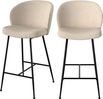 Rendez-Vous Déco Set de 2 sillas para isla de cocina en tejido bouclé beige 66 cm