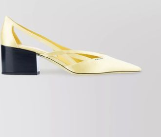 Prada block heel cut-out pointed toe pumps