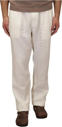 MC2 Saint Barth Broeken, Heren, Wit, L, Linnen, Havier Pleated Broeken