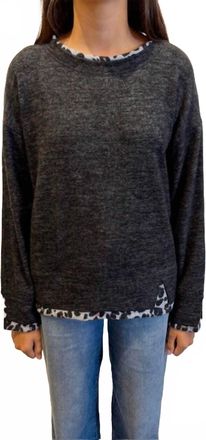 Nally & Millie Crew Neck Long Sleeve Top In Charcoal
