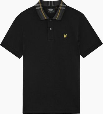 Lyle & Scott Mens Lyle & Scott Tartan Collar Polo Shirt Jet Black - Size: 42