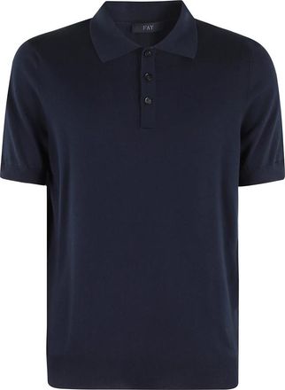 Fay Donkerblauwe Gebreide Polo Shirt - Heren - Polos - Blauw - M - Katoen - Tops