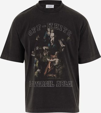 Off-white Black COTTON T-SHIRT WITH GRAPHIC PRINT