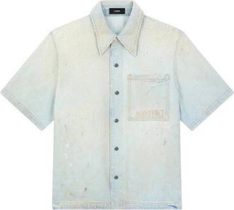 Amiri Crystals Oversized Denim Shirt
