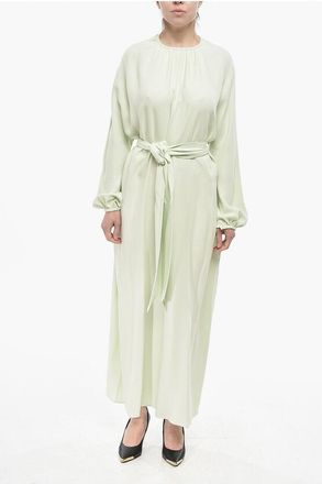 Super Blond Silk Midi Dress with Belt size 38