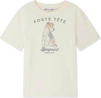 BONPOINT logo-print T-shirt - kids - Organic Cotton - 12 - Neutrals