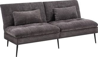 TecTake Sof&aacute; cama, acero, poli&eacute;ster, estructura met&aacute;lica, tapizado, gris