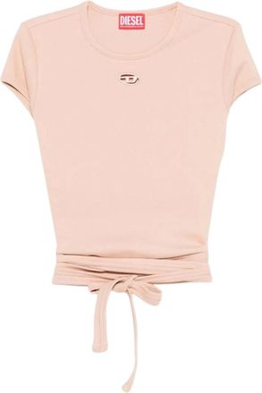 Diesel Peach Round Neck Wrap Tie T-Shirt