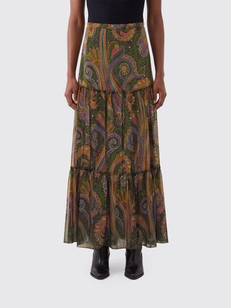 Etro High-Waisted Paisley Print Silk Flared Maxi Skirt