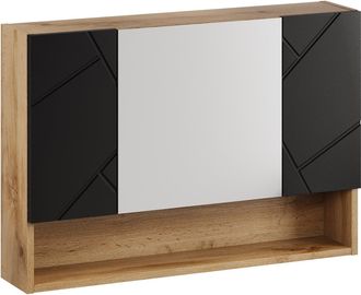 Badplaats Armario Con Espejo Manello 80 X 17 X 60 Cm - Roble Con Negro Mat