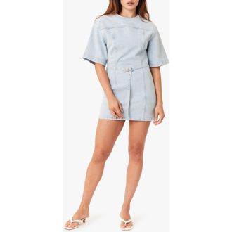 Habitual Belted Denim Minidress in Glacier at Nordstrom, Size X-Large