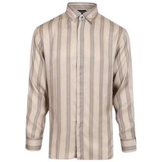 Emporio Armani Casual Shirts, male, Beige, Size: M All-over Printed Shirt