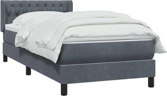 vidaXL Cama Box Spring Con Colch&oacute;n Terciopelo Gris Oscuro 90x210 Cm Vidaxl